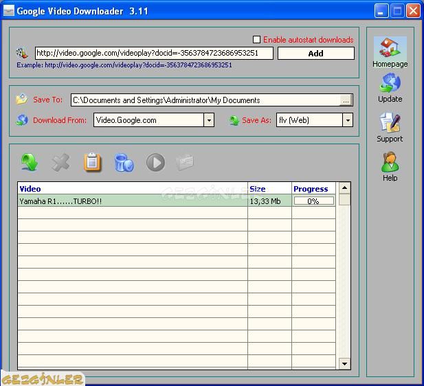 Google Video Downloader Ekran Görüntüsü Gezginler