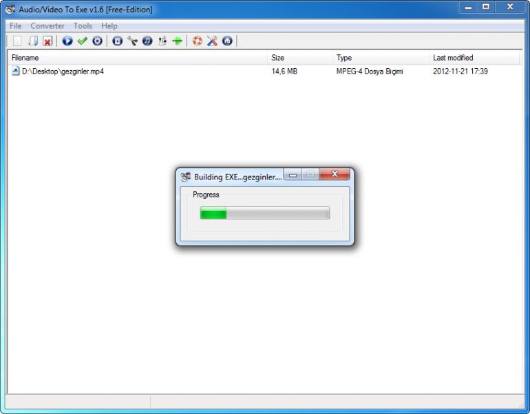 Audio/Video To Exe Ekran Görüntüsü Gezginler