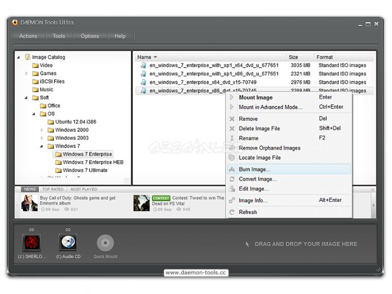 DAEMON Tools Ultra Ekran Görüntüsü Gezginler
