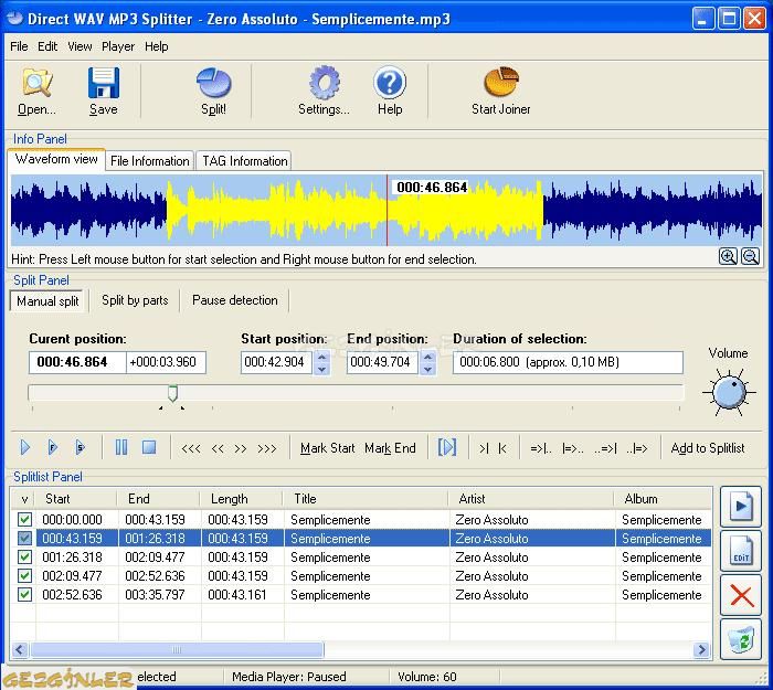 automatic mp3 splitter automatic mp3 splitter