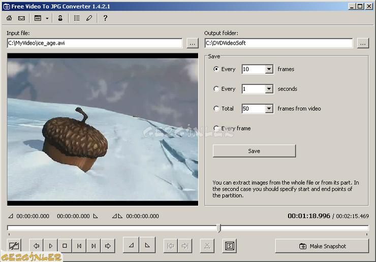 Free Video to JPG Converter Ekran Görüntüsü Gezginler