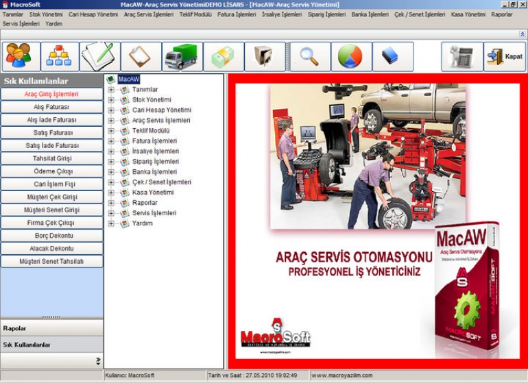 Araç Servis ve Yedek Parça Otomasyonu Ekran Görüntüsü