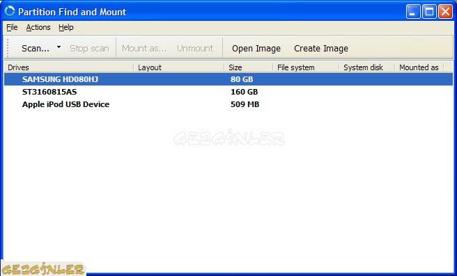 partition find and mount bootable usb