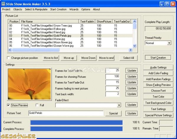 Slide Show Movie Maker Ekran Görüntüsü - Gezginler