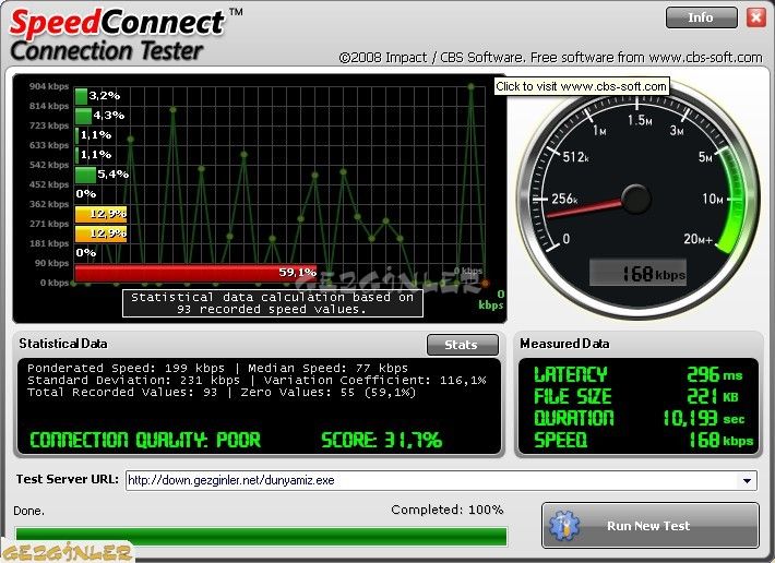SpeedConnect Connection Tester Ekran Görüntüsü Gezginler