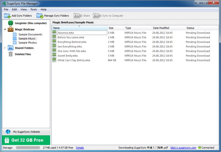 SugarSync Ekran Görüntüsü Gezginler
