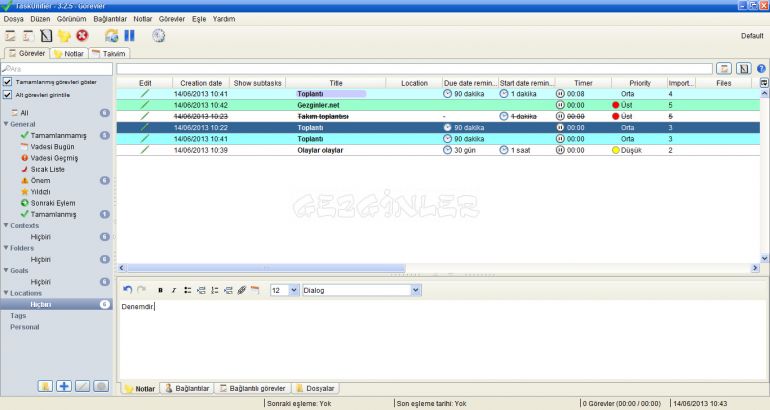 TaskUnifier Ekran Görüntüsü - Gezginler