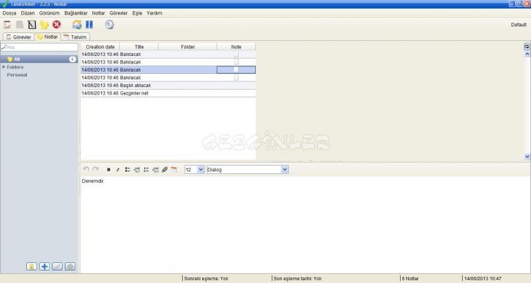 TaskUnifier Ekran Görüntüsü - Gezginler