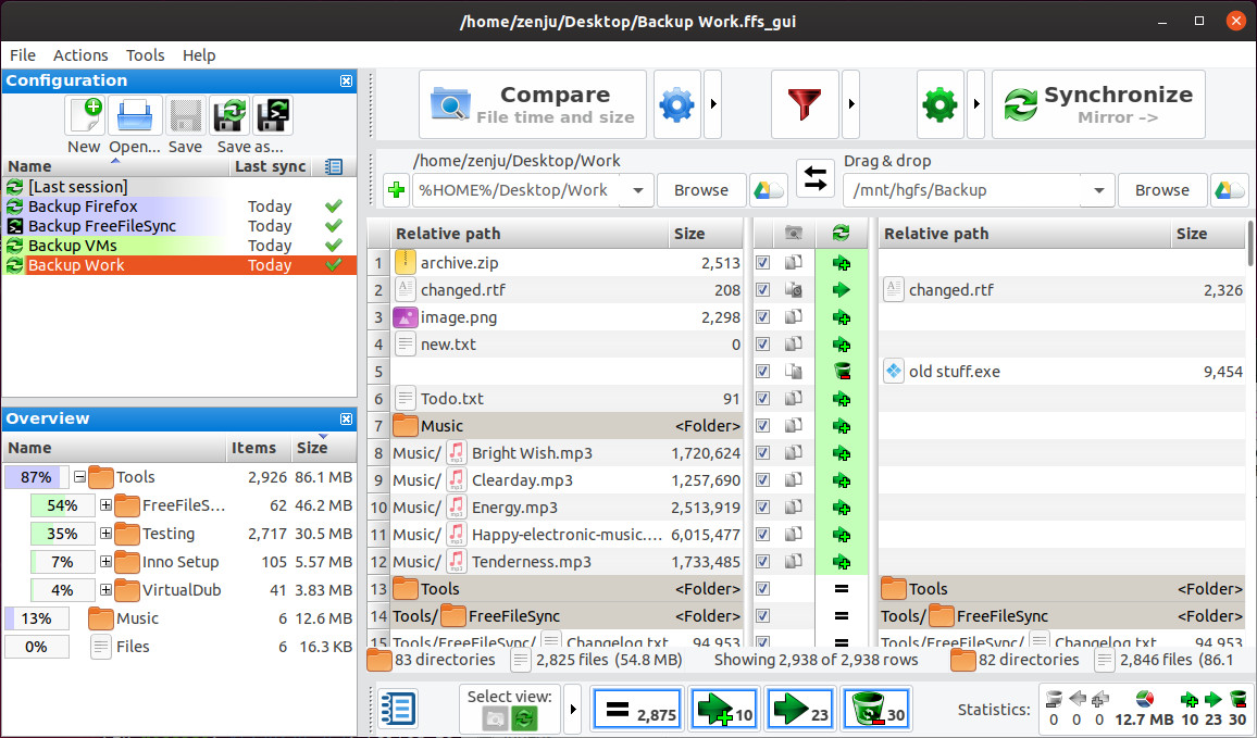 clean version of freefilesync