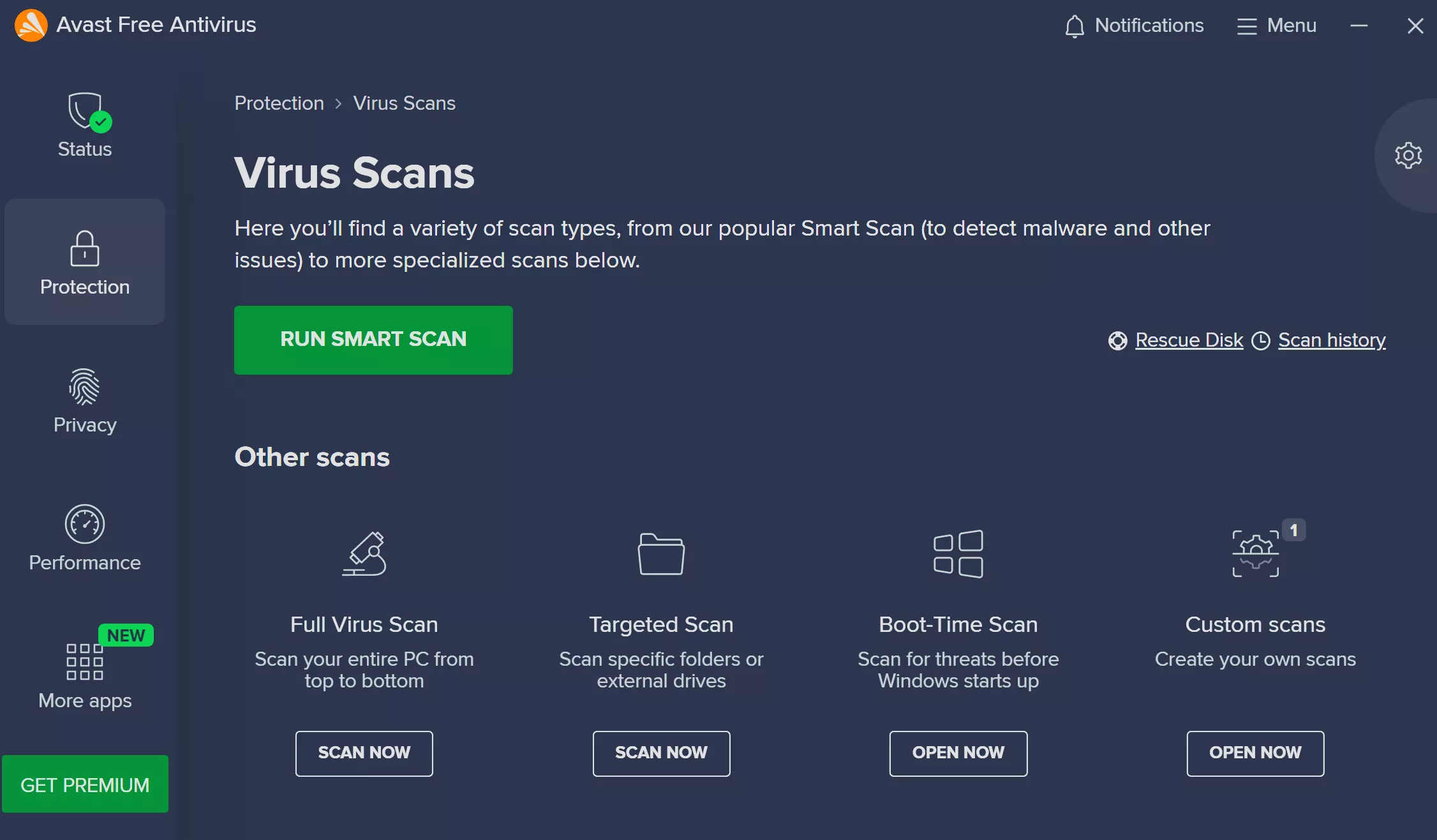 Avast Free Antivirus Ekran Goruntusu