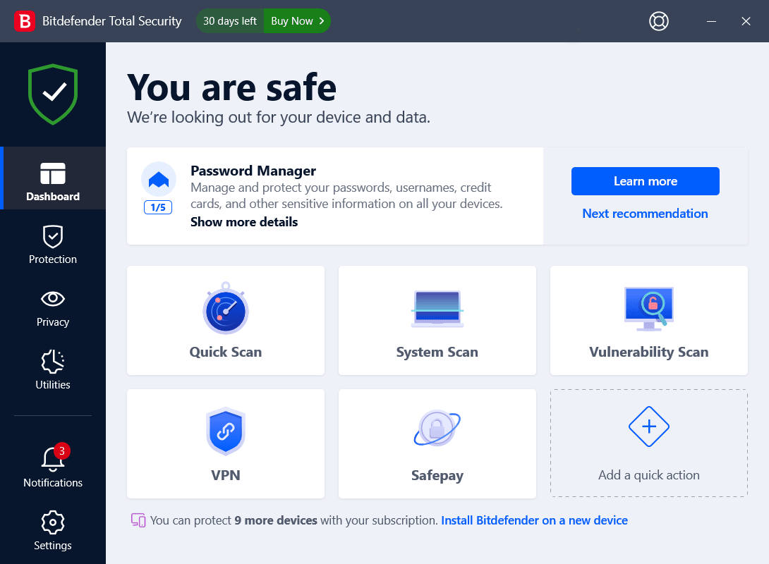 Bitdefender Total Security Ekran Goruntusu