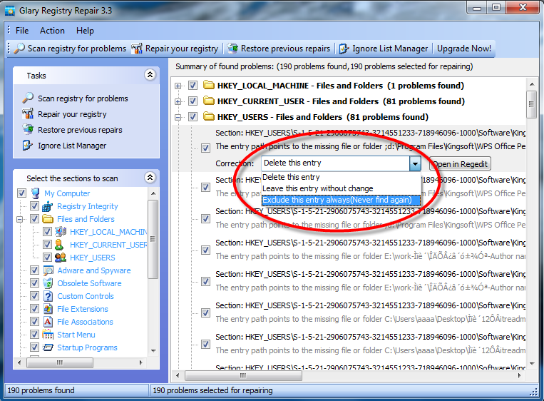 Registry Repair Ekran Goruntusu