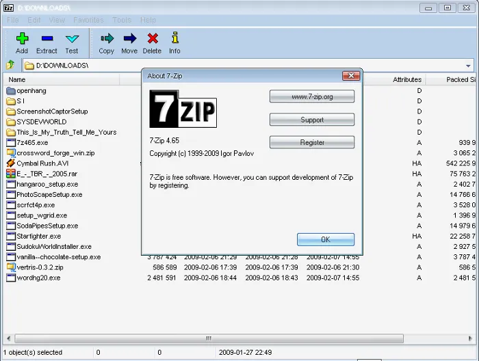7-Zip Ekran Goruntusu