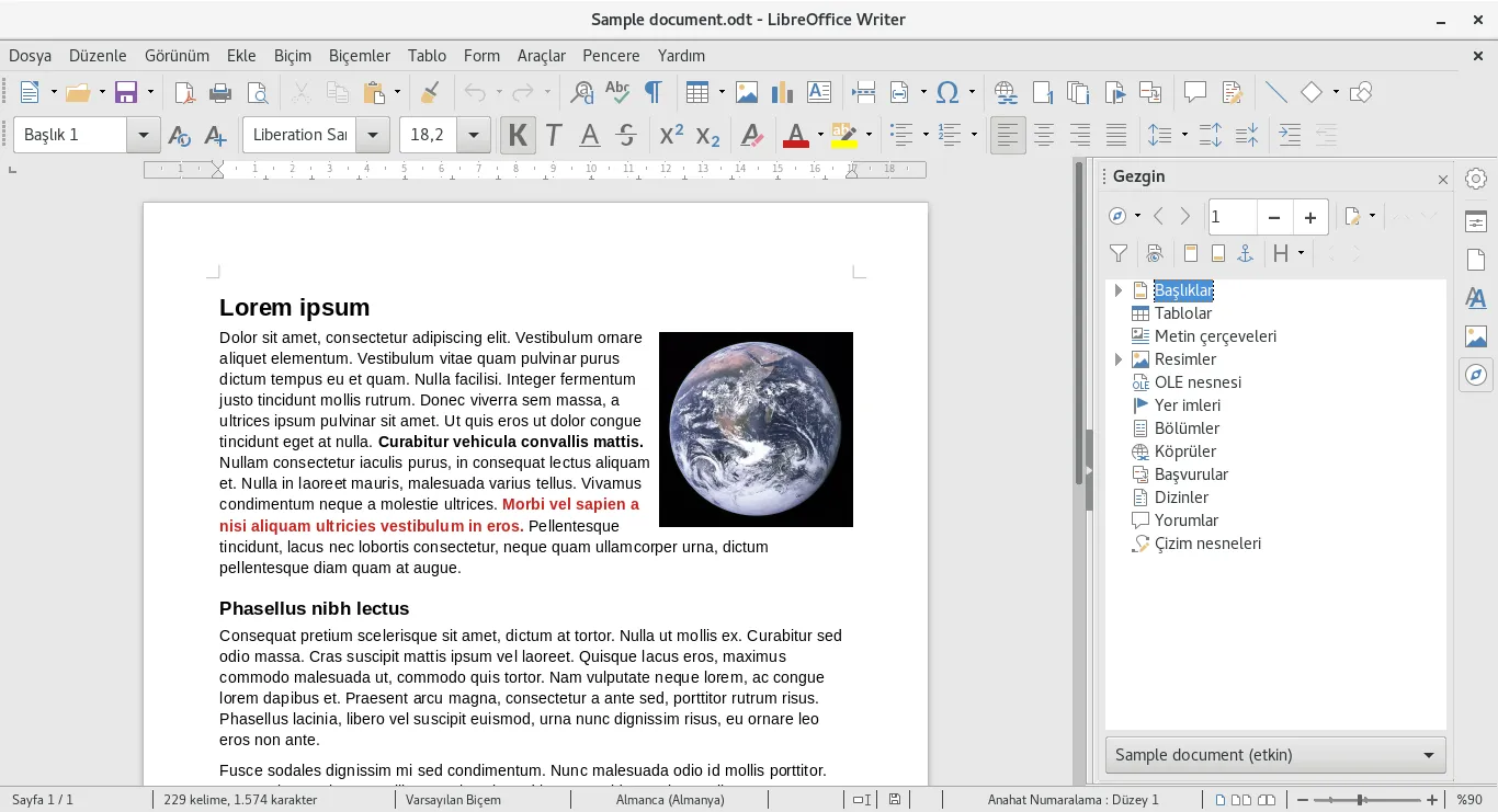 LibreOffice Ekran Goruntusu