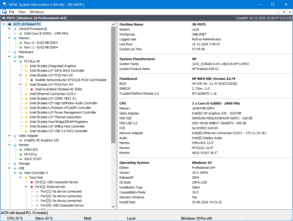 MiTeC System Information X Ekran Goruntusu