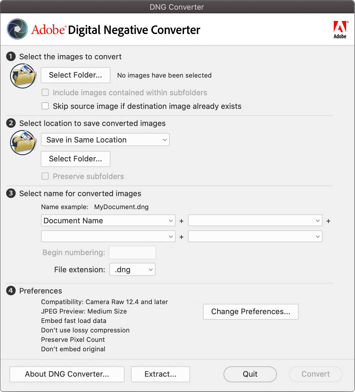 Adobe DNG Converter Ekran Goruntusu