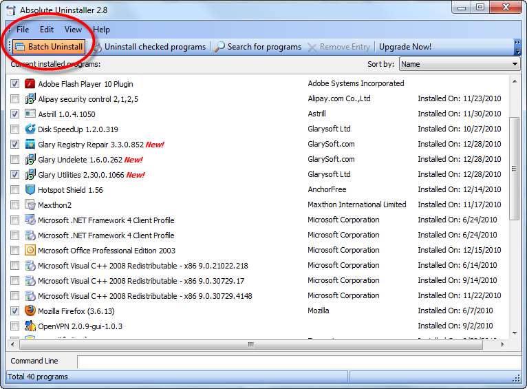 Absolute Uninstaller Ekran Goruntusu