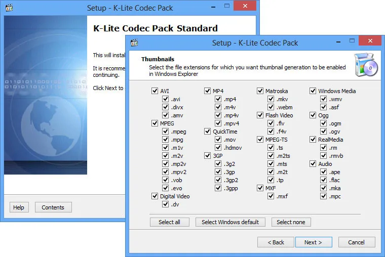 K-Lite Codec Pack Standard Ekran Goruntusu