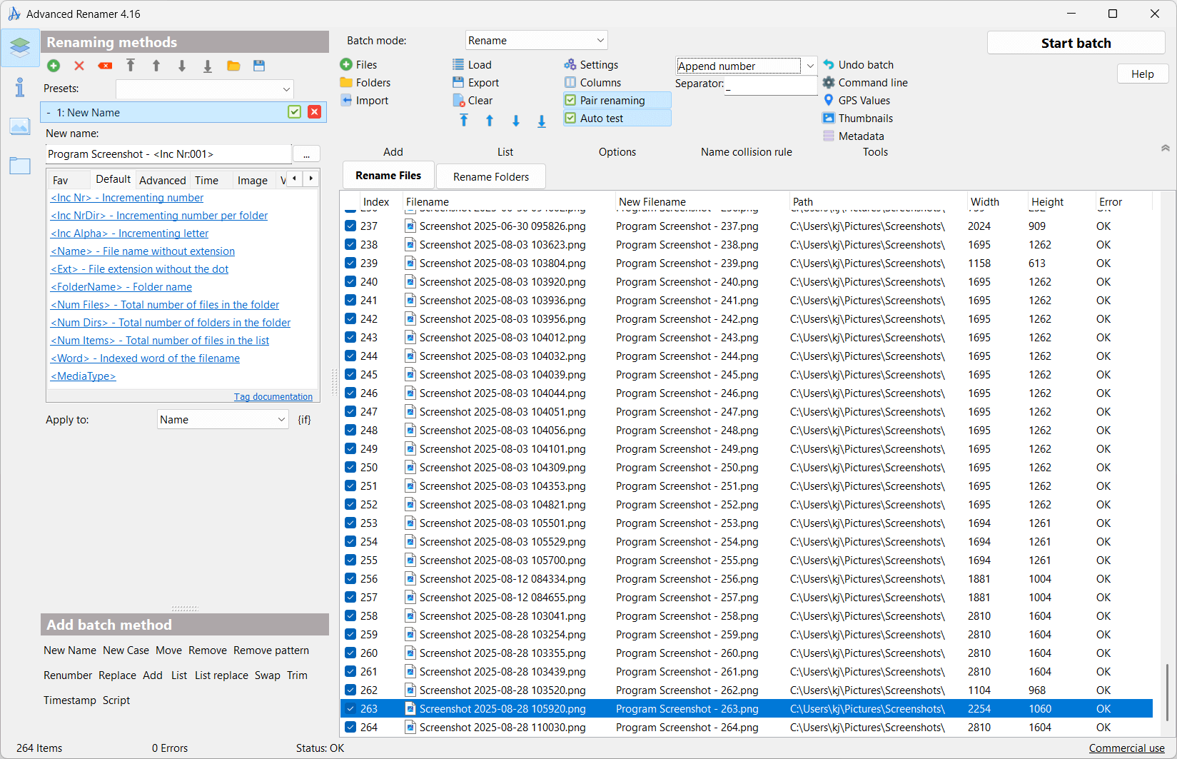 Advanced Renamer Ekran Goruntusu