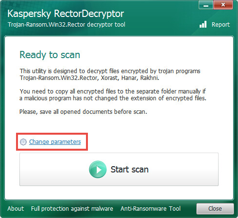 Kaspersky RectorDecryptor Ekran Goruntusu