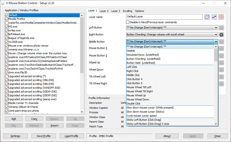 X-Mouse Button Control Ekran Goruntusu