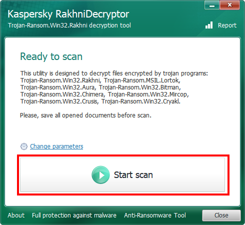Kaspersky RakhniDecryptor Ekran Goruntusu