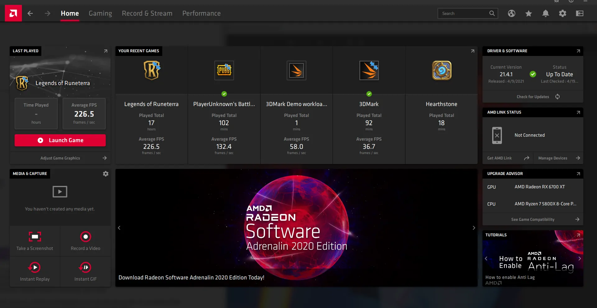 AMD Radeon Software Adrenalin Ekran Goruntusu