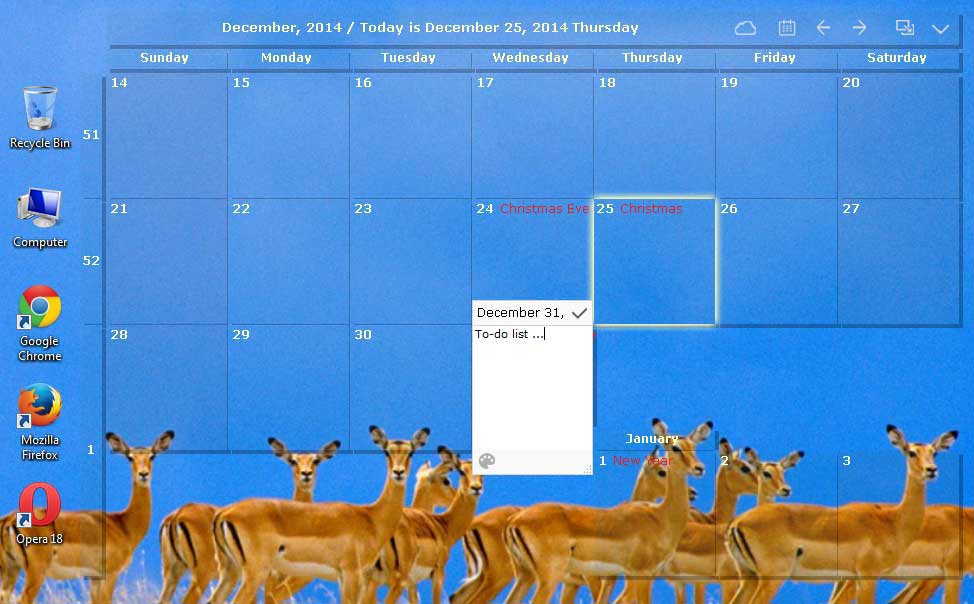 Desktop Calendar Ekran Goruntusu