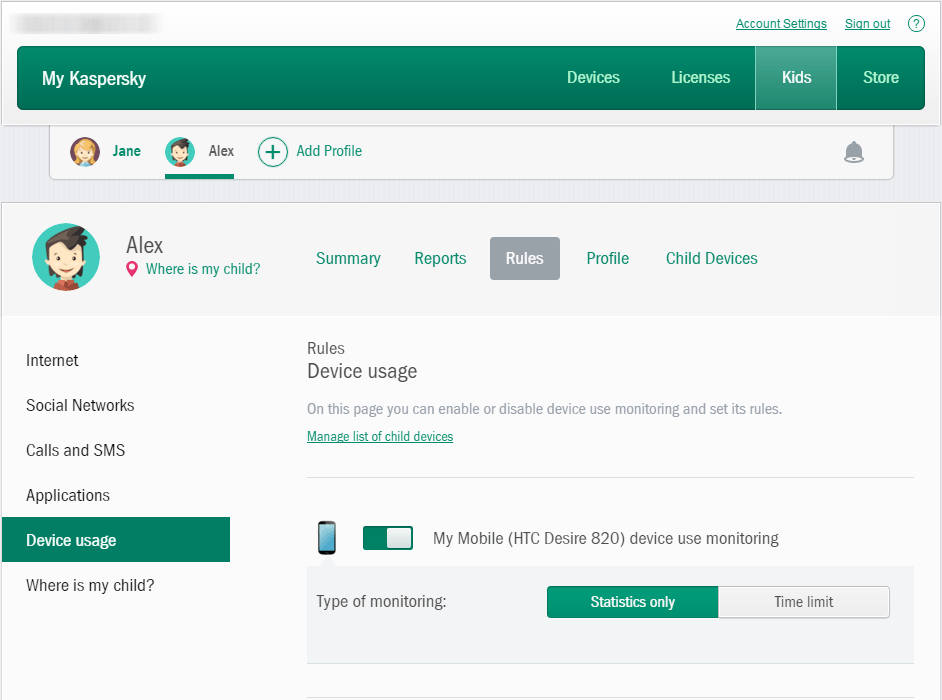 Kaspersky Safe Kids Ekran Goruntusu