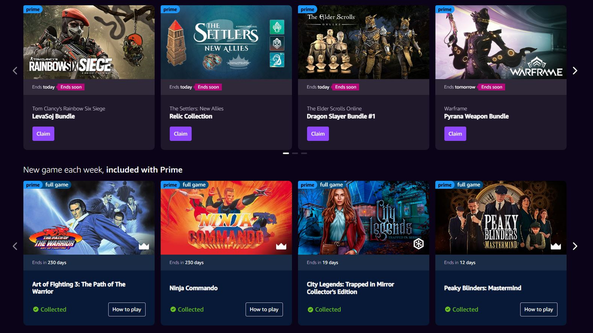 Amazon Prime Gaming Ekran Goruntusu