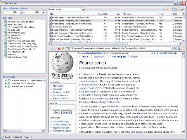DocFetcher Ekran Goruntusu