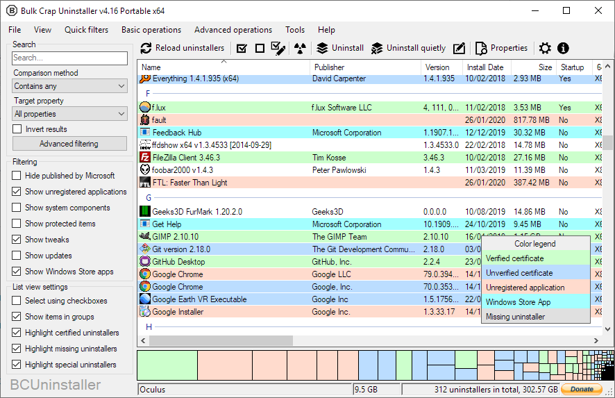 Bulk Crap Uninstaller Ekran Goruntusu