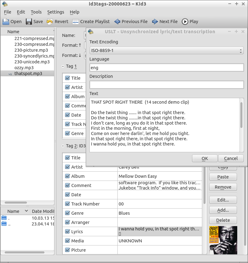 Kid3 Tag Editor Ekran Goruntusu