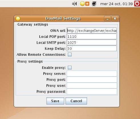 DavMail Ekran Goruntusu