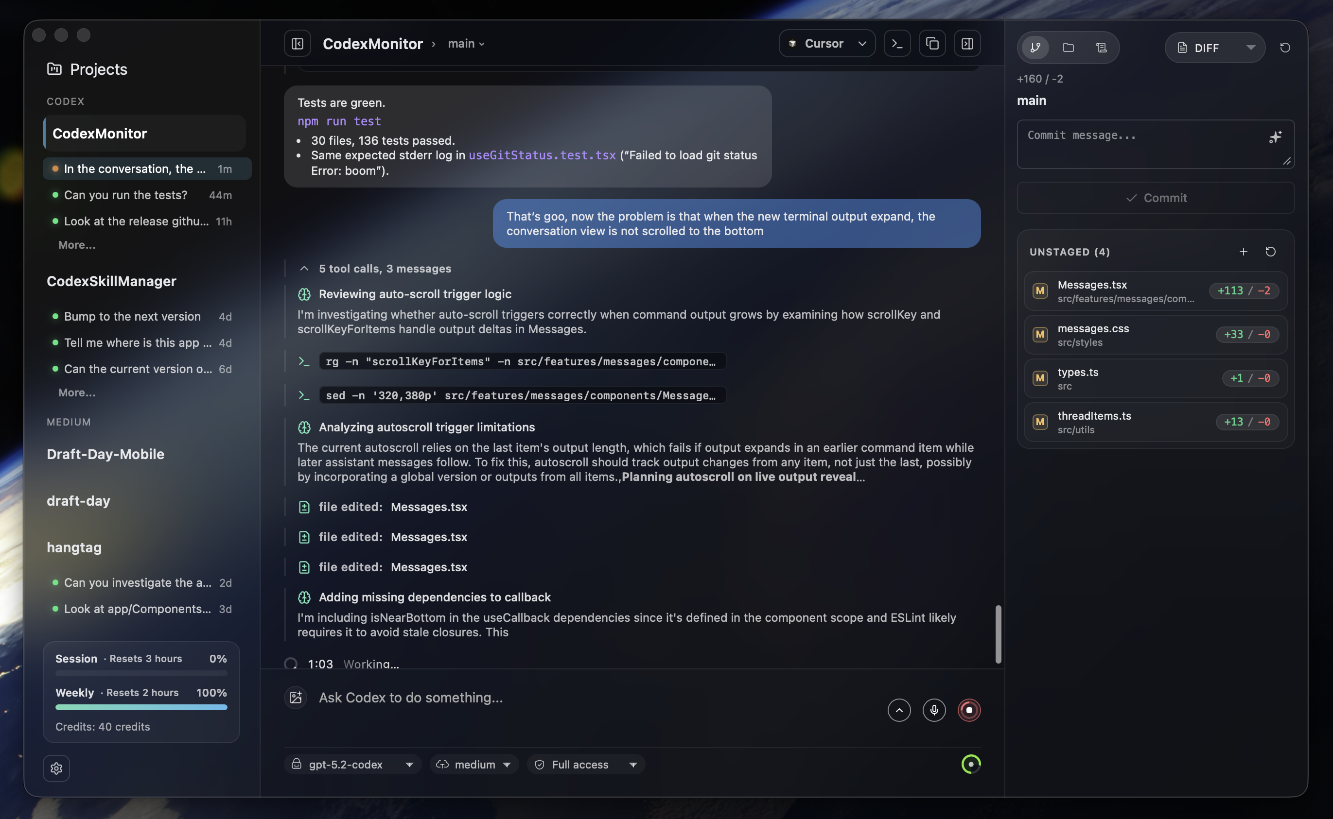 Codex Monitor Ekran Goruntusu