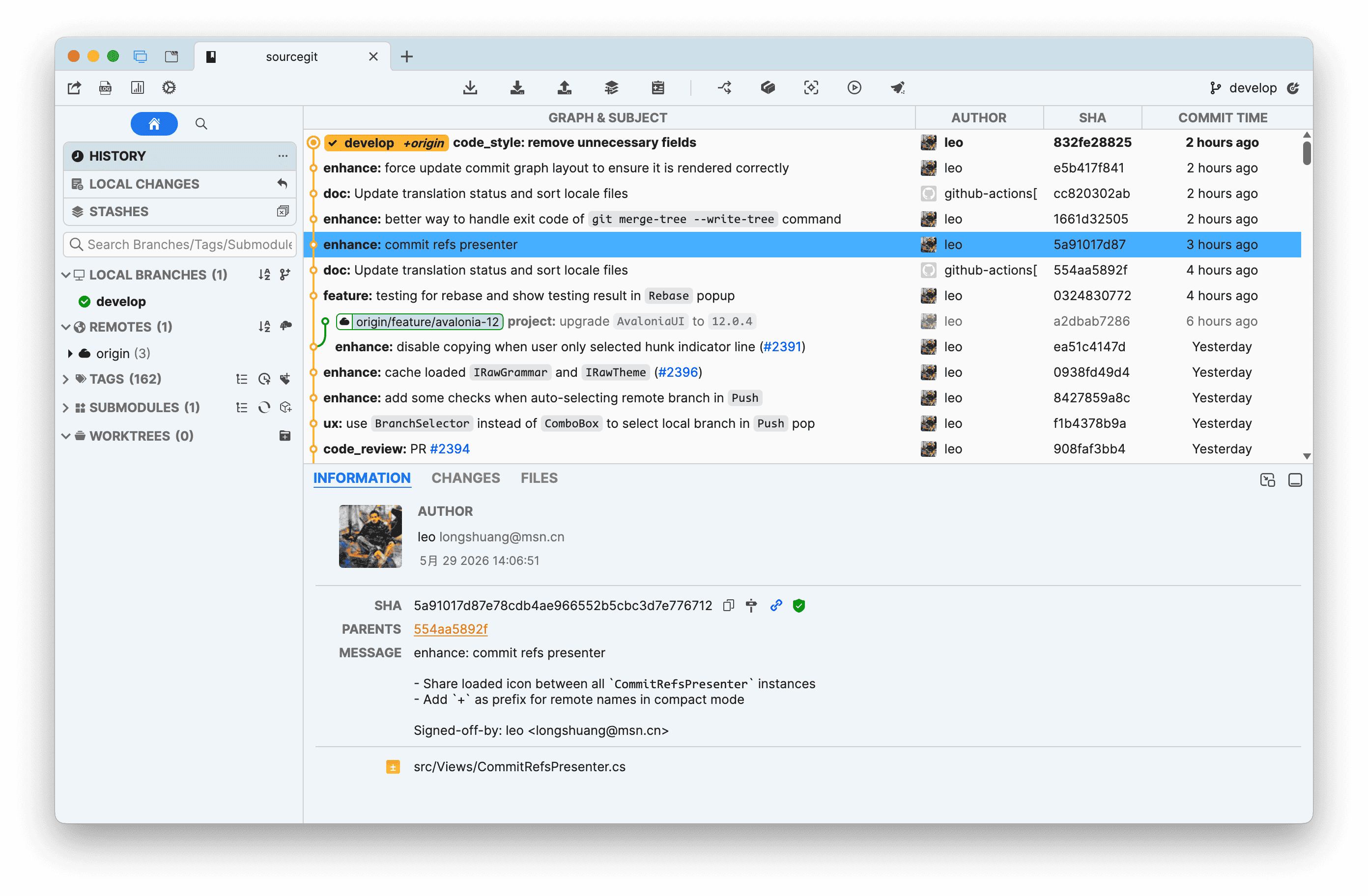 SourceGit Ekran Goruntusu