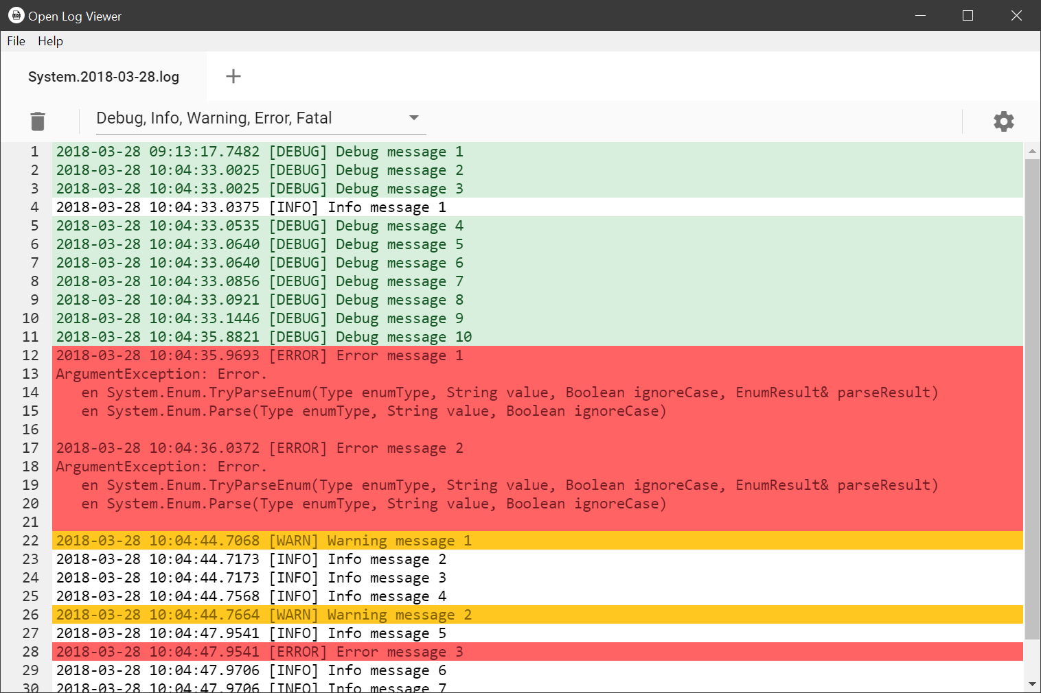 Open Log Viewer Ekran Goruntusu