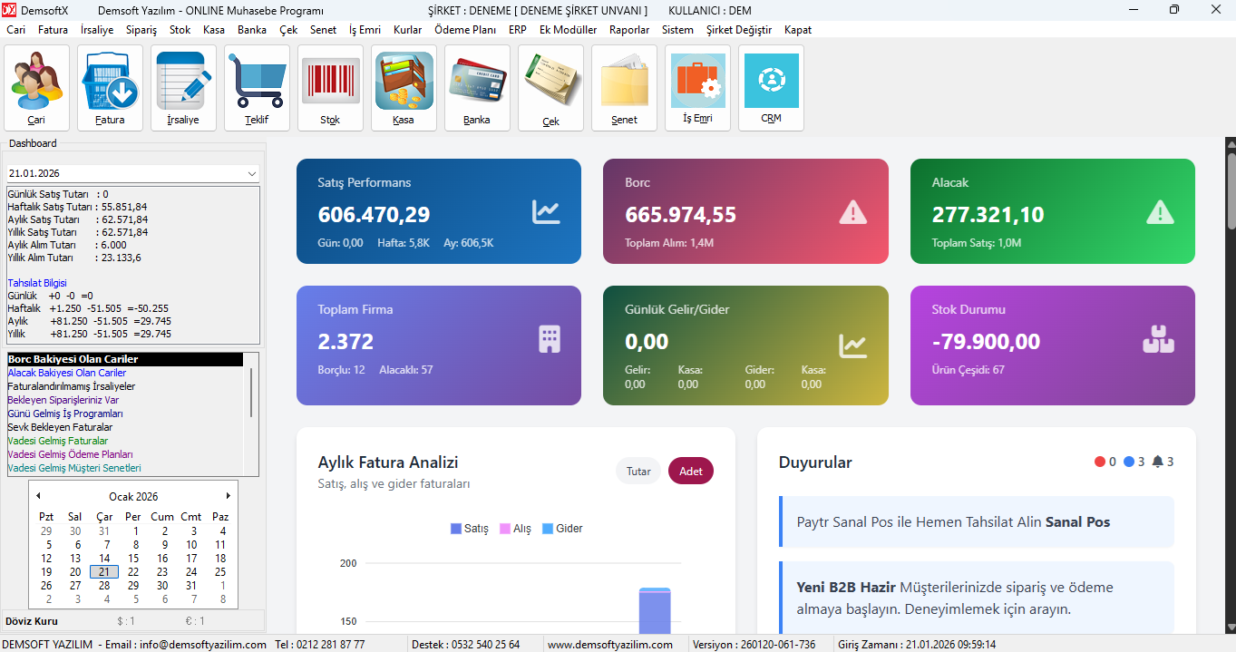 Demsoft Online Muhasebe Programı Ekran Goruntusu