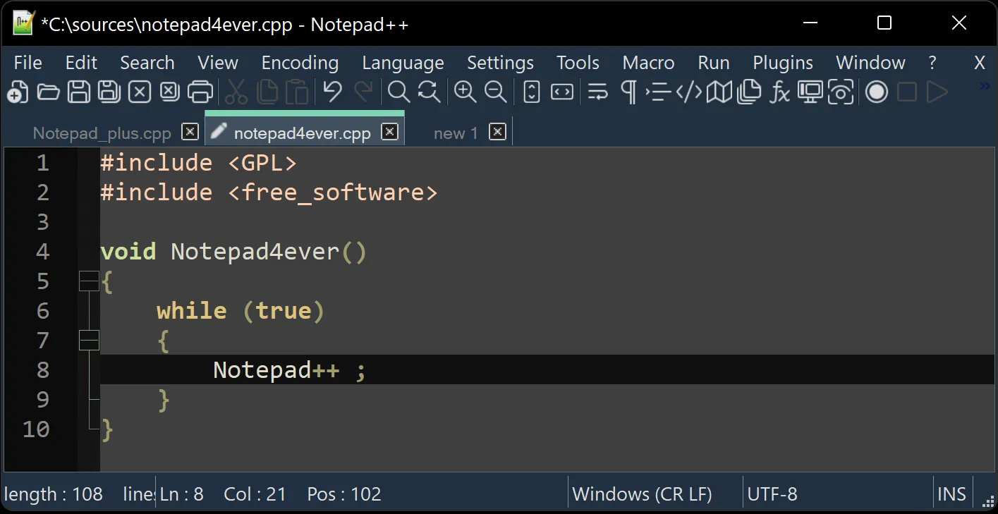 Notepad++ Ekran Goruntusu