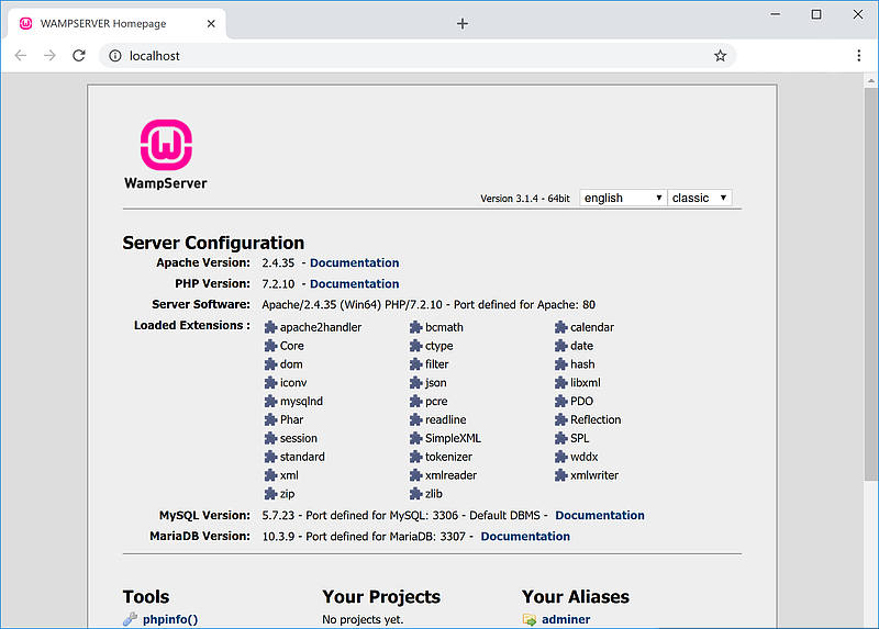 WampServer Ekran Goruntusu