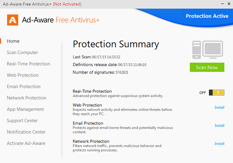 Adaware Antivirus Free Ekran Goruntusu