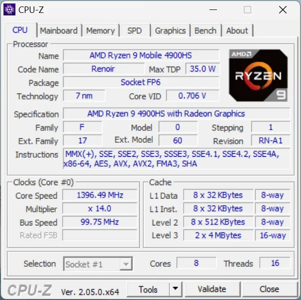 CPU-Z Ekran Goruntusu