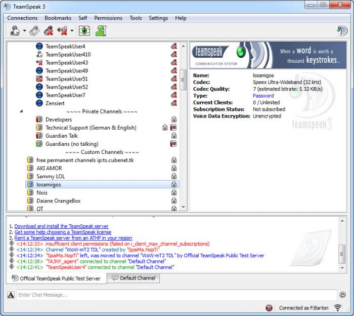 TeamSpeak Ekran Goruntusu