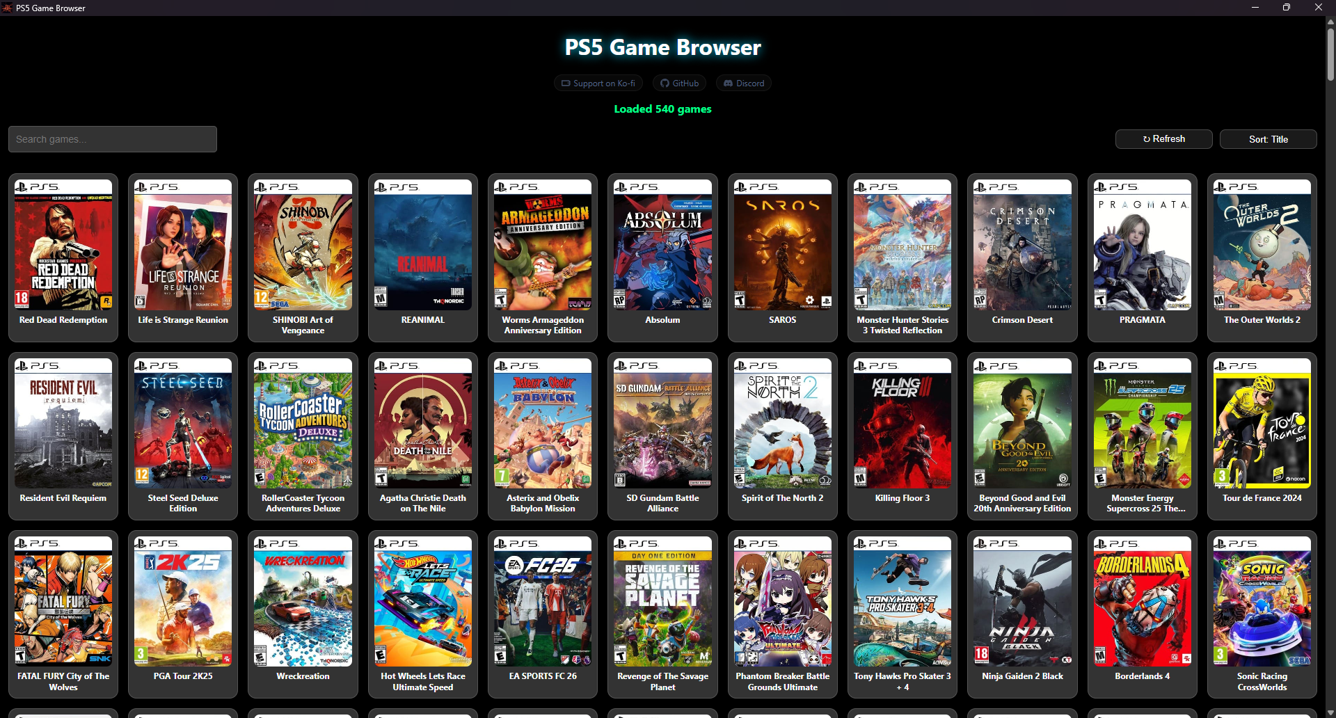 PS5 Game Scraper Ekran Goruntusu