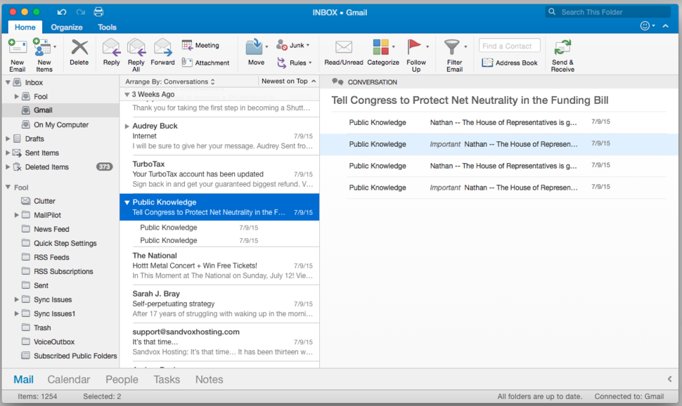 gmail in office for mac 2016