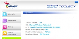 ADATA SSD Toolbox Ekran Grnts