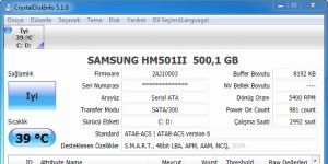 CrystalDiskInfo Ekran Grnts