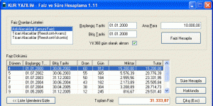 Faiz ve Sre Hesaplama Ekran Grnts