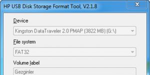 HP USB Disk Storage Format Tool Ekran Grnts