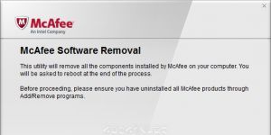 McAfee Removal Tool Ekran Görüntüsü